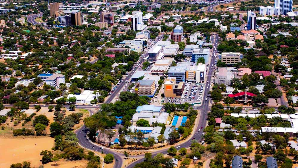 Aerial view of Gabarone, Botswana Africa.