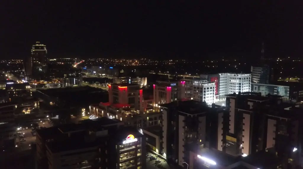 Aerial photography of Botswana Gaborone at Night